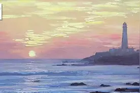 大视觉美术工作室重彩油画棒教程 海边落日（难版）
