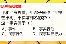 《民法典》预测题：甲家的芒果果实落到乙家，这一事实属于（）？视频封面