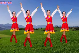 广场舞《再唱山歌给党听》藏族天籁之音，越听越好听，令人陶醉
