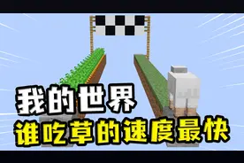 我的世界：谁干饭的速度最快，兔子吃胡萝卜，羊吃地上的草