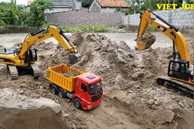 1-6岁小男孩喜欢的玩具挖土机工程车，无线遥控机玩具车运沙游戏视频封面