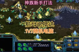 星际争霸：神族新手打法1V7，憋出航母就赢了