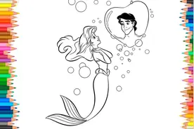儿童简笔画：美人鱼思念王子，右脑启发涂颜色