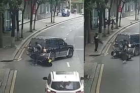 男子骑摩托车不慎追尾运钞车，双方都紧张极了，甚至连枪都上膛了视频封面