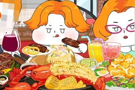 儿童动画：小帅的爸爸带着去吃美食大餐，牛排，龙虾还有意大利面视频封面