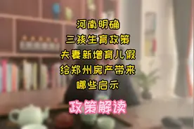 河南明确三孩生育政策，夫妻新增育儿假。给郑州房产带来哪些启示视频封面