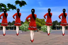 广场舞《结婚啦》背面演示完整版，歌曲喜庆欢快，舞蹈好看又好学