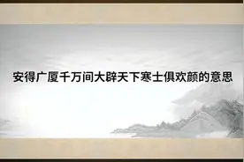 安得广厦千万间大辟天下寒士俱欢颜的意思