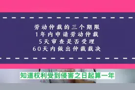 劳动仲裁3个期限。1年申请仲裁。5天审查是否受理。60天裁决视频封面