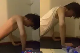 男子俯卧撑健身打卡，精细的双臂不停颤抖支撑不住，神似蝴蝶振翅视频封面