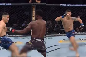 美UFC比赛现“断腿”惨剧 慢镜头回放：踢中对手自己小腿弯折90度