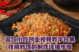 餐饮小吃创业视频教学合集:.铁板炒饭的制作详细步骤
