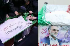 伊朗核科学家葬礼现场：亲属哽咽抚摸面颊，棺椁覆盖国旗视频封面