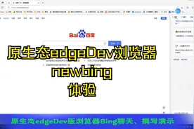 原生态edgeDev浏览器使用Bing演示