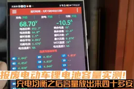 报废电动车锂电池容量实测！充电均衡之后容量放出来四十多安时视频封面