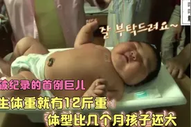 巨大儿，一出生体重就有12斤重，体型比几个月的孩子都大。视频封面