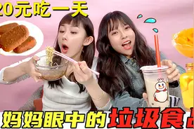 挑战20元吃一天妈妈眼中的垃圾食品！炸鸡泡面辣臭干，吃完胖几斤视频封面