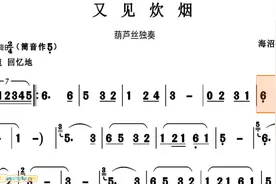 葫芦丝名曲《又见炊烟》降B 演奏+伴奏【有声动态曲谱】视频封面