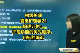 初级护师基础护理学21护理计划：护理诊断的优先顺序，目标的陈诉视频封面
