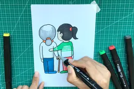 孝敬老人简笔画，可用于重阳节手抄报，家长可收藏备用视频封面