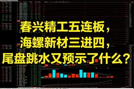 春兴精工五连板，海螺新材三进四，尾盘跳水又预示了什么？视频封面