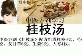 中医方剂《桂枝汤》配方组成桂枝9克芍药9克炙甘草6克生姜9克大枣视频封面