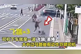 大爷过马路假动作吓唬司机，司机怒下车将其踹飞，到底谁对谁错?视频封面