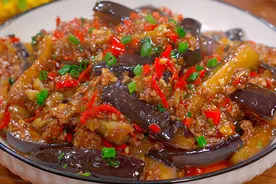 肉末茄子家常做法，简单易做，鲜香下饭，美味不油腻