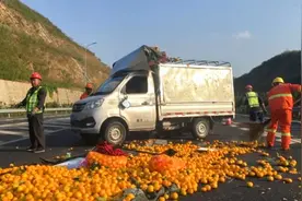 2500斤蜜桔散满高速！浙江一大货爆胎侧翻，整车桔子破碎果肉裸露视频封面
