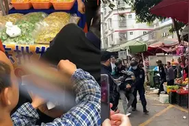 成都一男子与母亲吵架当街持刀行凶捅伤4人，现场抓捕画面曝光