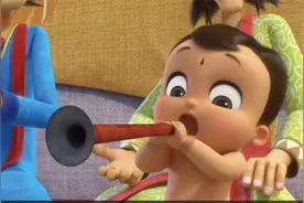 小萌娃被音乐吸引，身体不受控制摇摆起来，搞笑动画视频封面