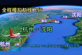 全程模拟杭州飞往沈阳，1503公里航程飞过上海江苏山东到达沈阳视频封面