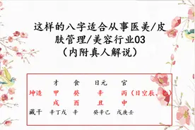 命理解说034：什么八字适合从事医美/美容/皮肤管理/化妆行业？3视频封面