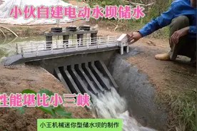 农村的山上经常干旱，为了解决这个问题小伙自建电动水坝储水灌溉视频封面
