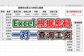 用excel做可以一对一根据密码查询工资的表格视频封面