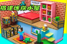 我的世界：用纸板搭建小屋全过程，最后王八是亮点！视频封面