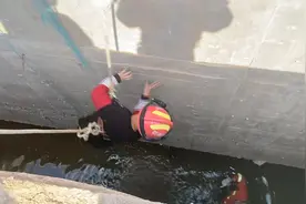 商丘8岁男孩跌入6米水沟，亲妈地面安慰，小孩被两根大绳吊起视频封面