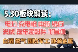 5.30板块解读：电力，充电桩，中药，银行，光伏，半导体，白酒等视频封面