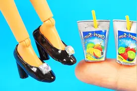 用热熔胶就可以给芭比娃娃做高跟鞋，迷你饮料帽子笔盒等做法简单