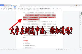 wps文档选取文字的N种方法，左侧选择法最好用，只需点击就搞定