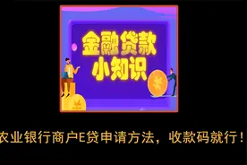 农业银行商户E贷申请方法，只需收款码就可以做无需通过中介申请视频封面