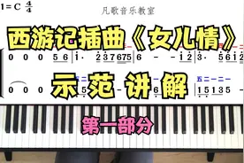 84版西游记插曲《女儿情》：钢琴双手简谱教学第一部分视频封面