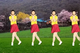网红广场舞《桃花朵朵开》我在这儿等着你回来，等你把那花儿采视频封面