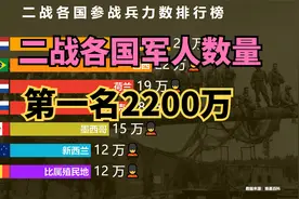二战各国参战军人数量排名，有4个国家超1000万，最多的2200万视频封面