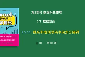 Excel数据处理与可视化31——姓名和电话号码之间加分隔符视频封面