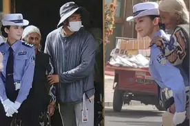 娜扎拍戏皮肤白到发光，演女警察背老奶奶过马路，身姿飒爽帅气视频封面