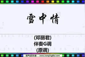将拼霸动态谱软件制作示例：雪中情/伴奏G调/JumpingBar动态乐谱