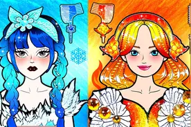 剪纸动画：冰雪公主VS火焰公主，参加发型设计大赛，谁的更漂亮？视频封面