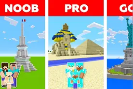 我的世界：地标建筑建造挑战，菜鸟建造技术不赖，菜鸟VS高手