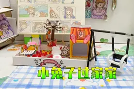 妈妈自制兔子小窝，姐姐弟弟终于养兔子啦，吃兔粮玩秋千真幸福